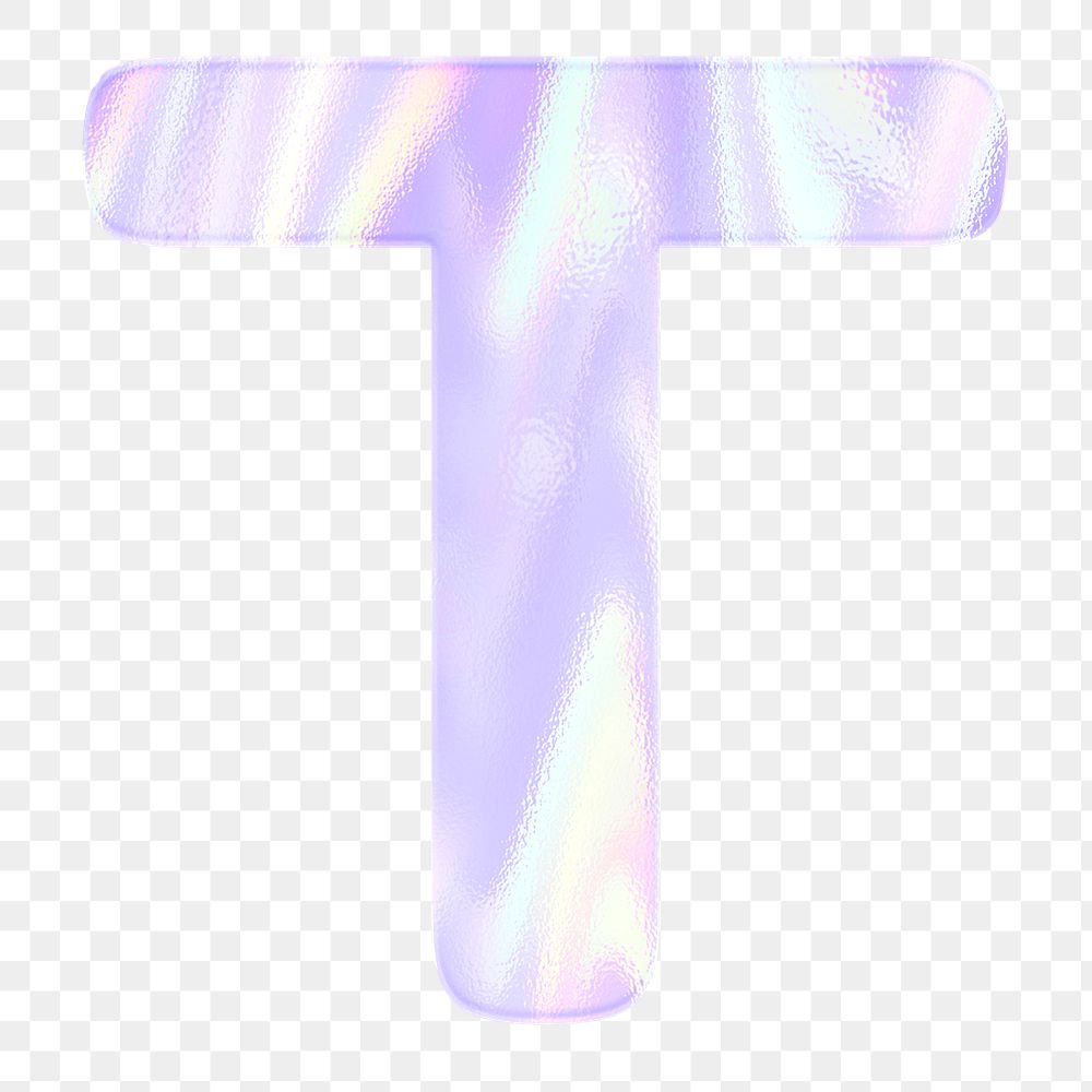Alphabet T png sticker shiny holographic pastel typography
