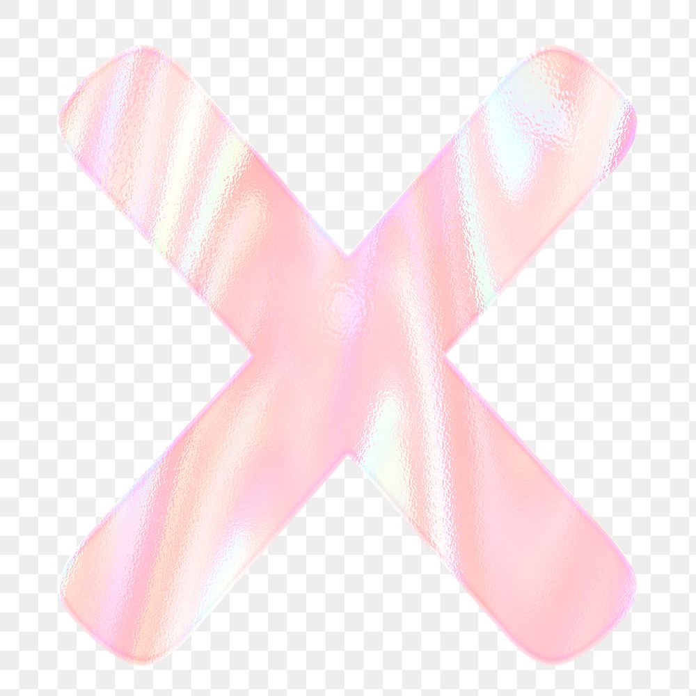 Letter X sticker png orange holographic typography