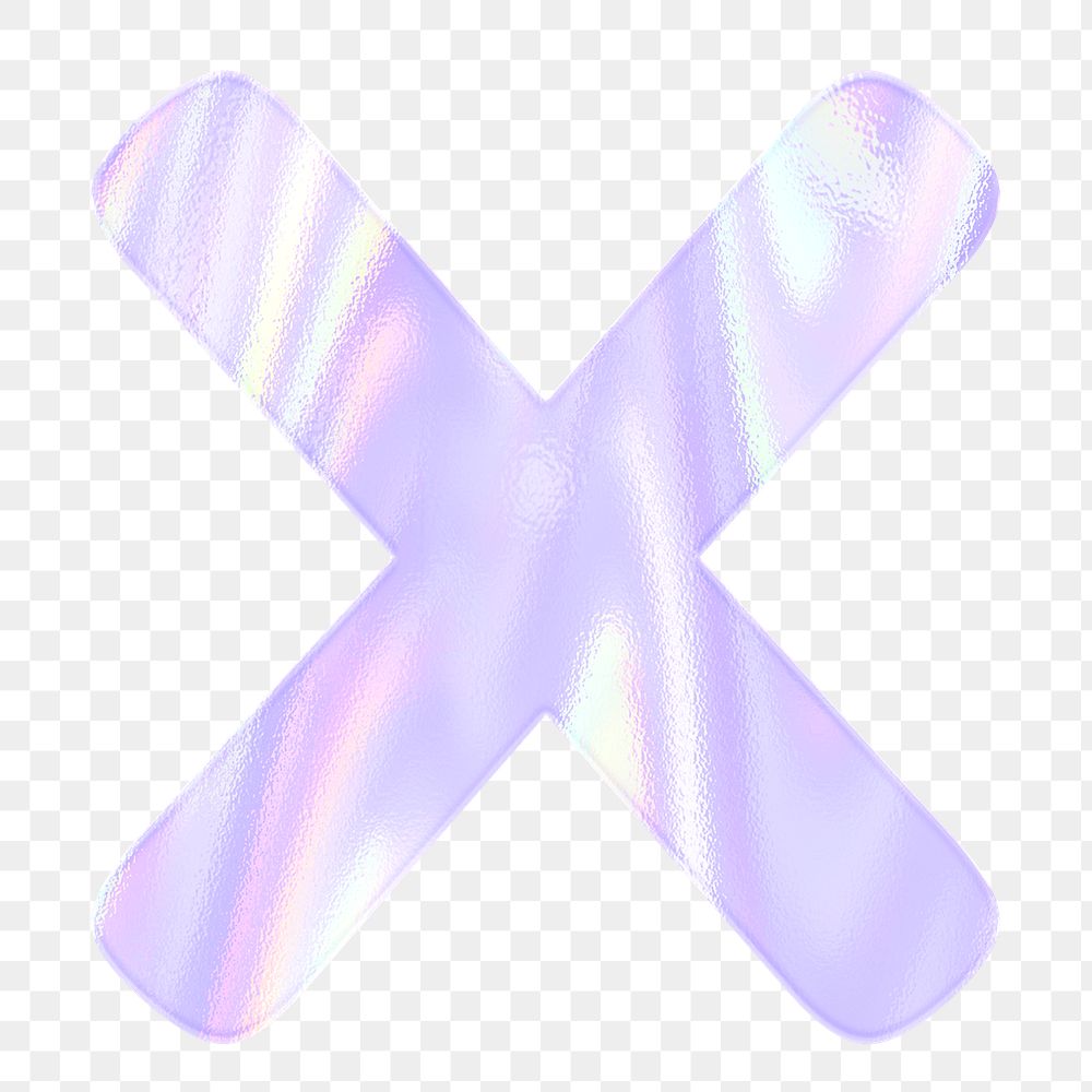 Alphabet X png sticker shiny holographic pastel typography
