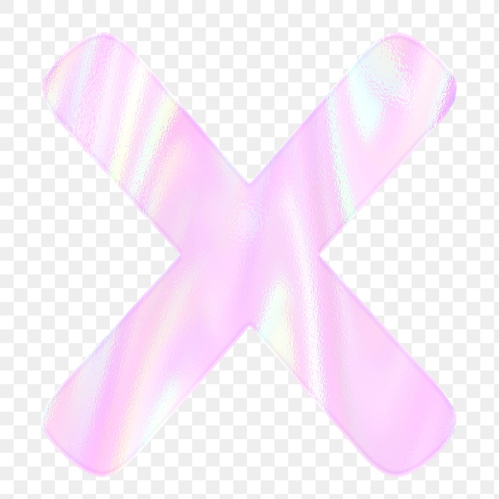 Letter X sticker png pink holographic typography