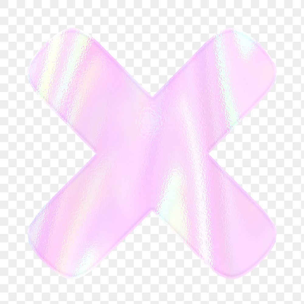 Letter x sticker png pink holographic typography