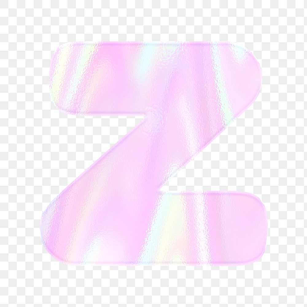 Letter z sticker png pink holographic typography