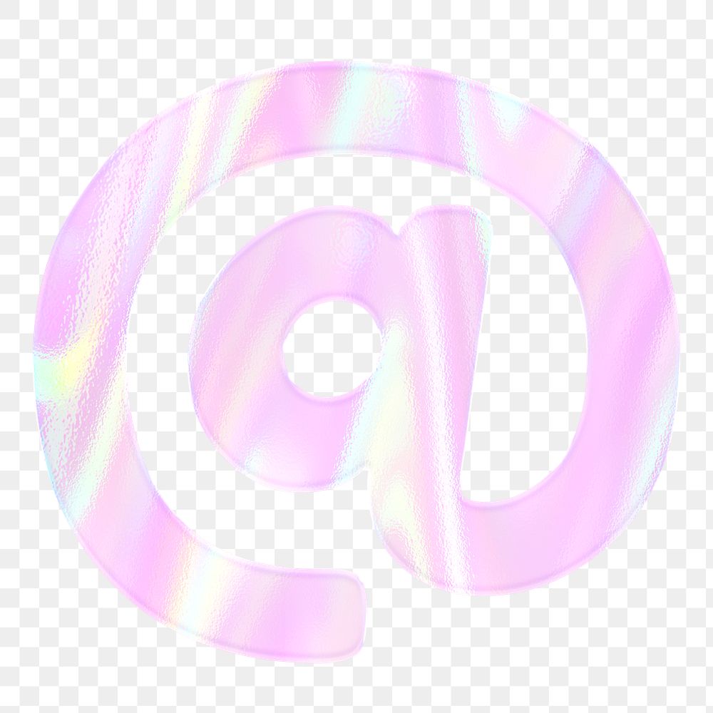 At sign sticker png pastel holographic