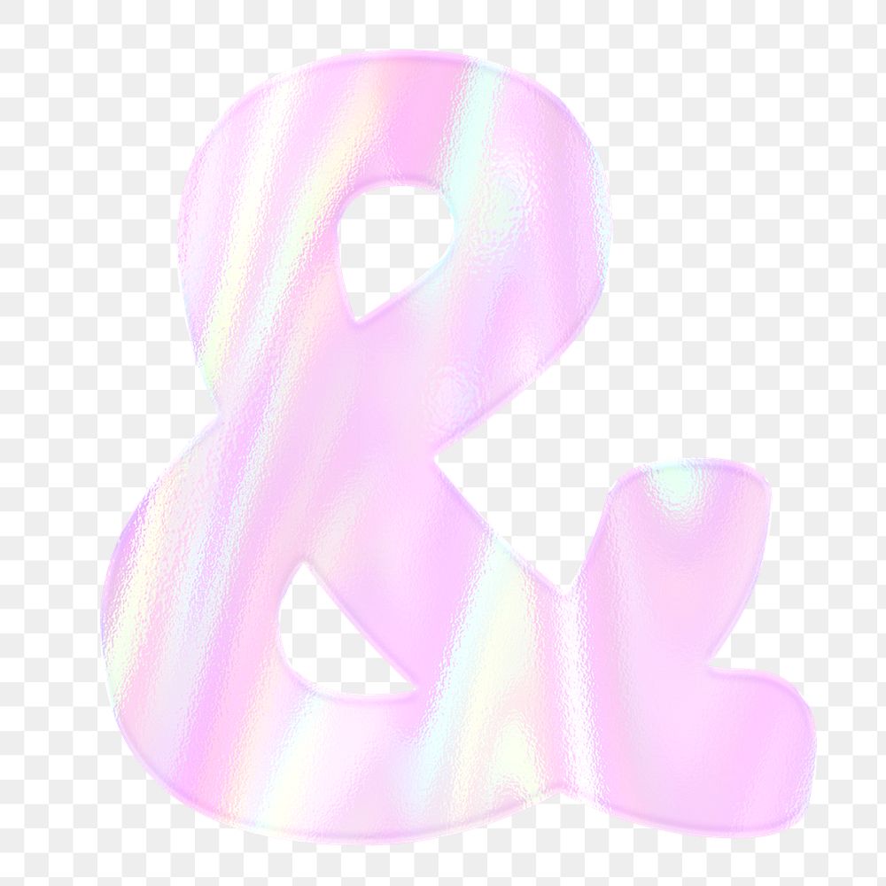 Shiny ampersand symbol sticker png holographic pink pastel