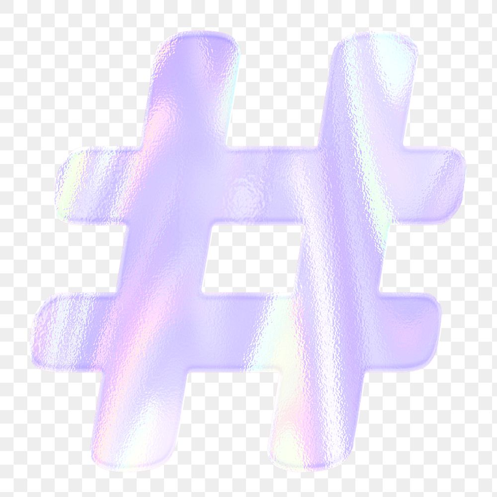 Hash symbol sticker png pastel holographic