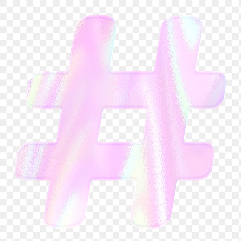 Holographic pastel hash sign png sticker pink symbol