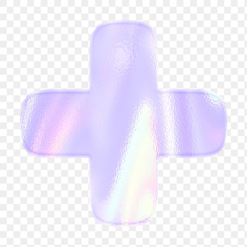 Holographic pastel plus sign png sticker purple symbol