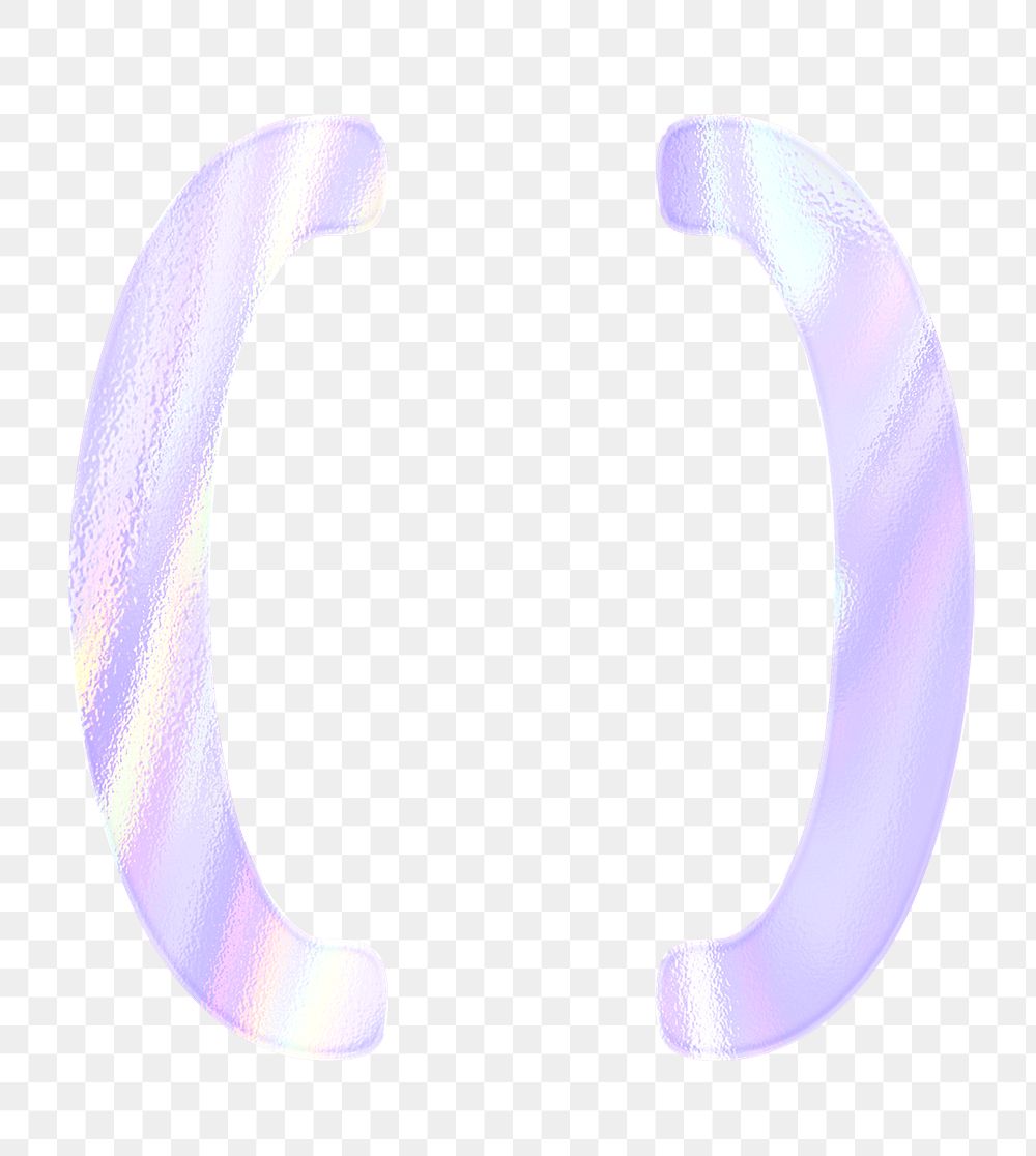 Shiny parentheses symbol sticker png holographic pastel purple