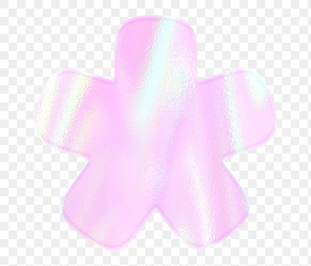 Shiny asterisk symbol sticker png holographic pink pastel