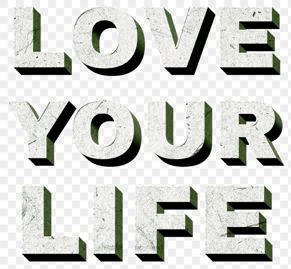 Love Your Life png green paper texture