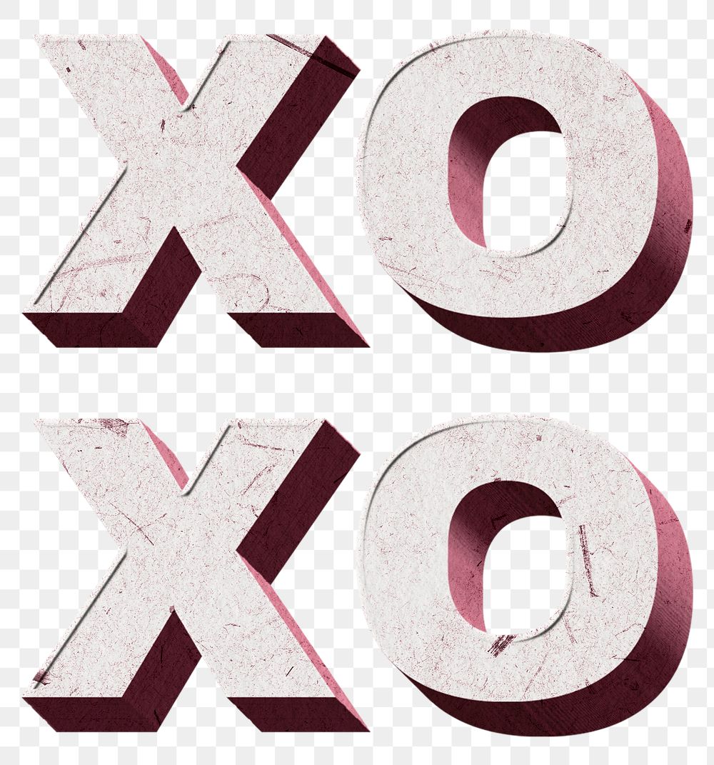 Png pink Xoxo 3D word paper texture font typography