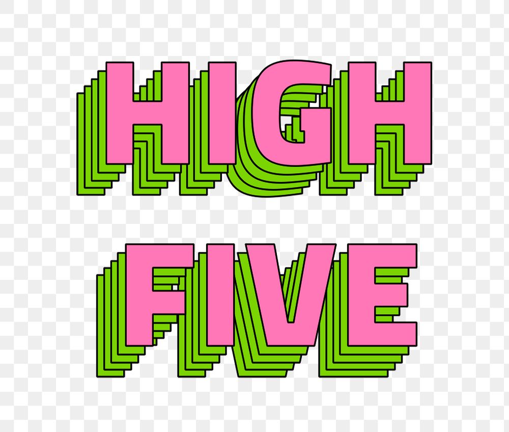 High five png layered typography retro style