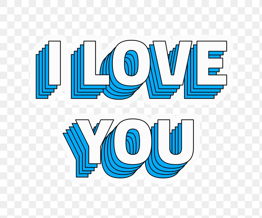 I love you retro png multilayered sticker