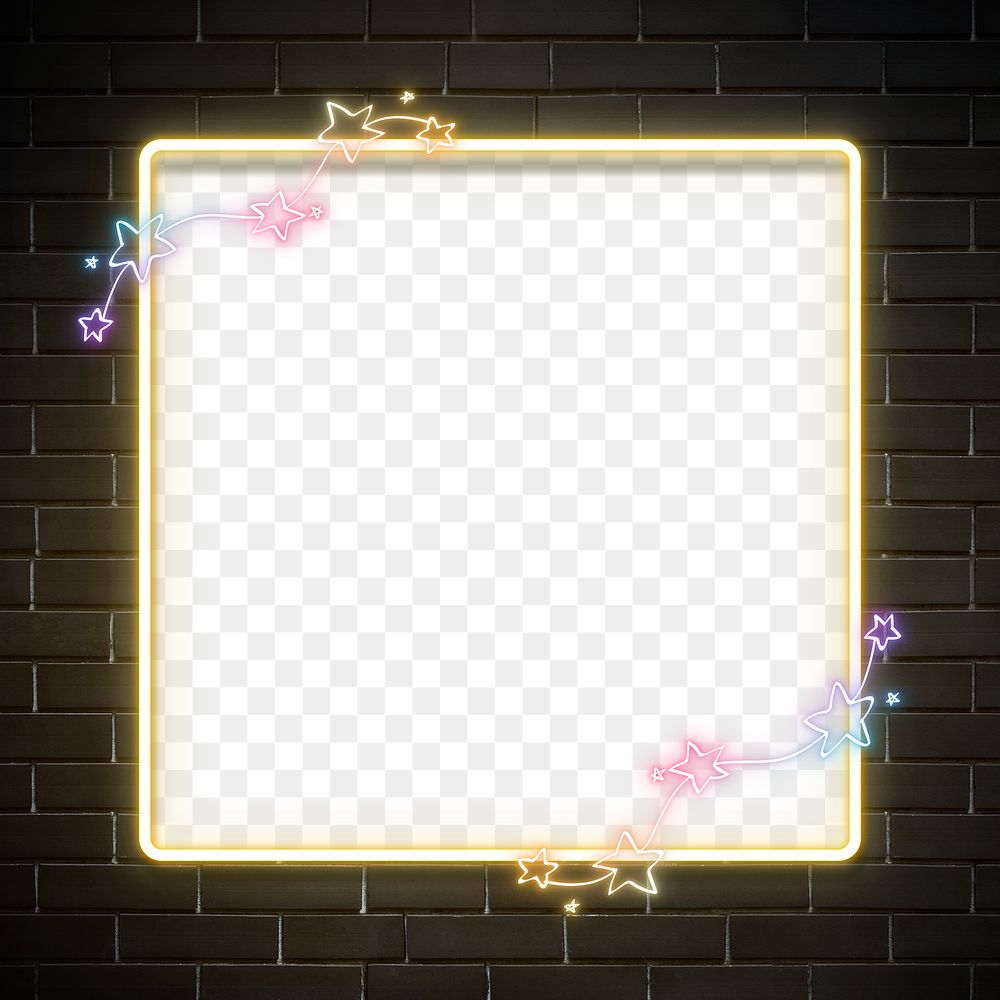 Neon png frame rainbow star back to school doodle