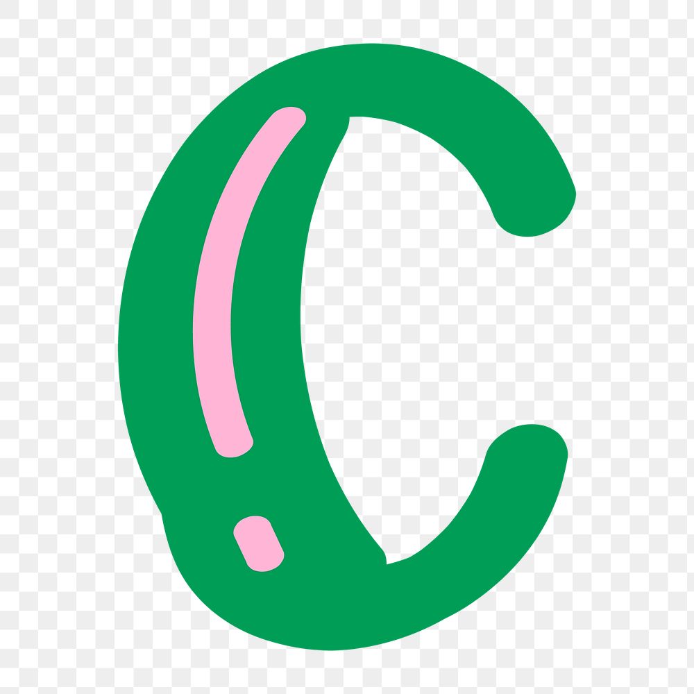 Doodle letter C png typography