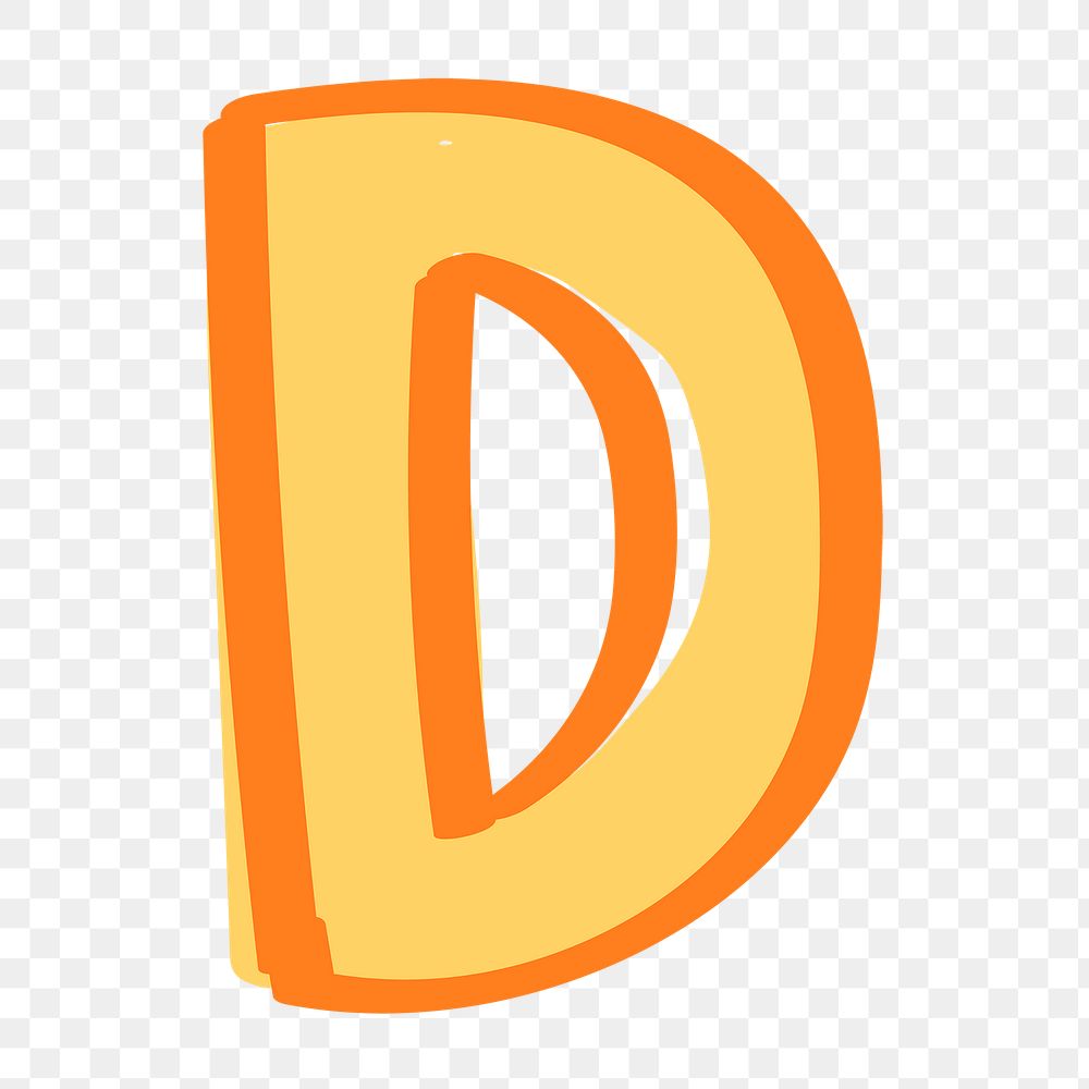 Letter D hand drawn png typography