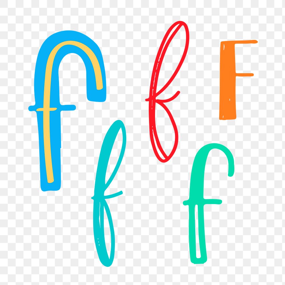 Png letter F hand drawn typography set