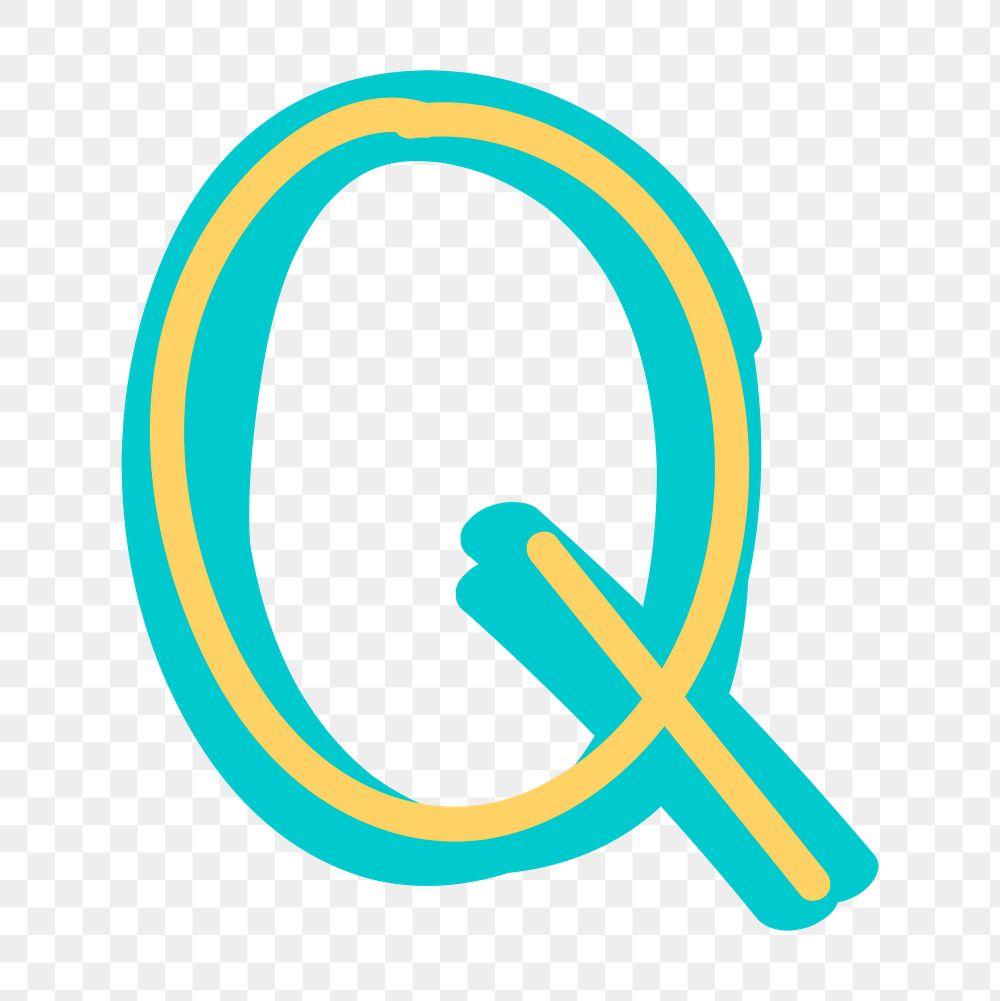 Letter Q doodle png typography