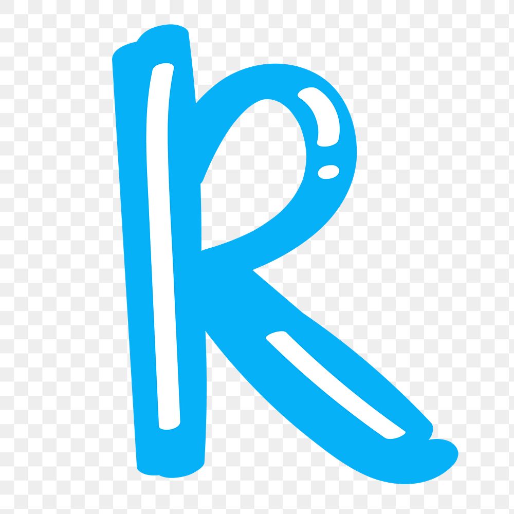 Letter R hand drawn png typography