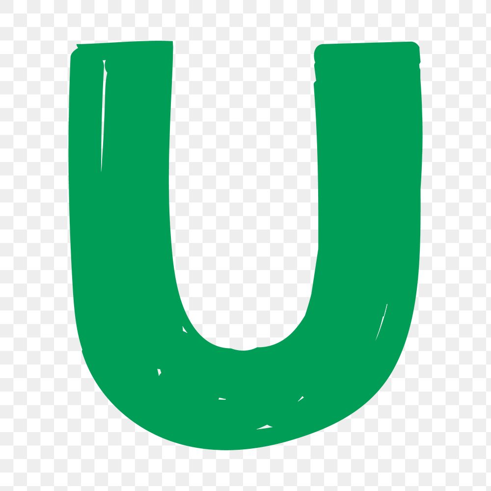 Letter U png hand drawn typography