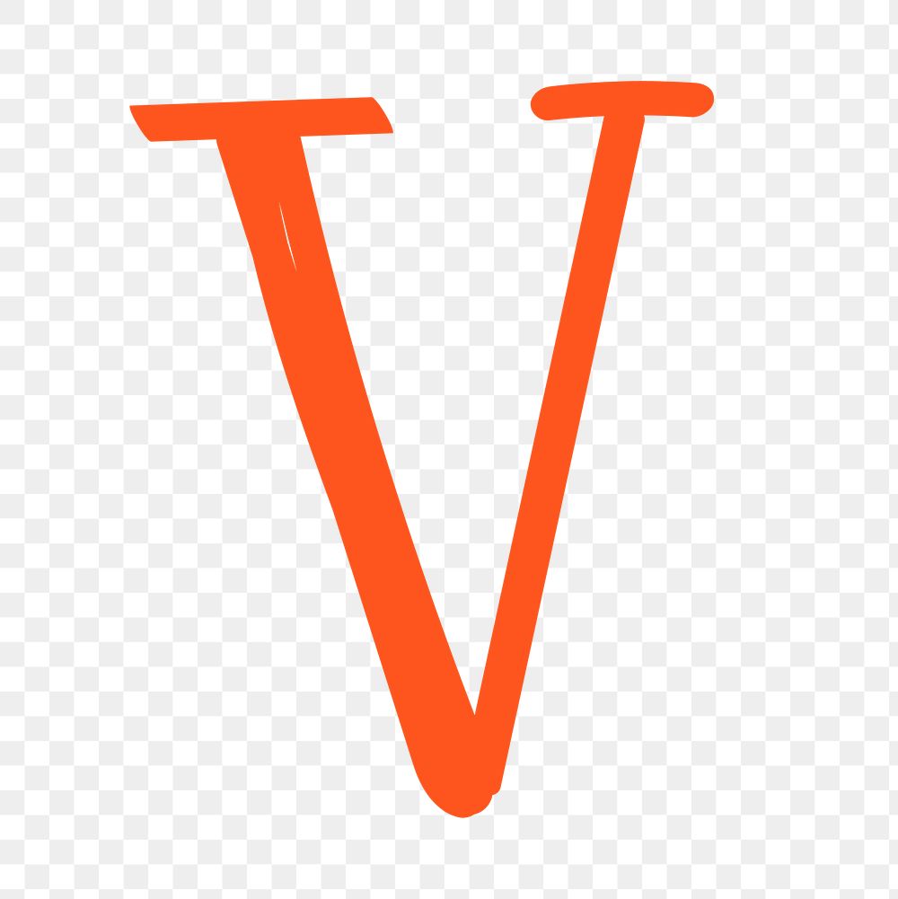 Letter V doodle png typography