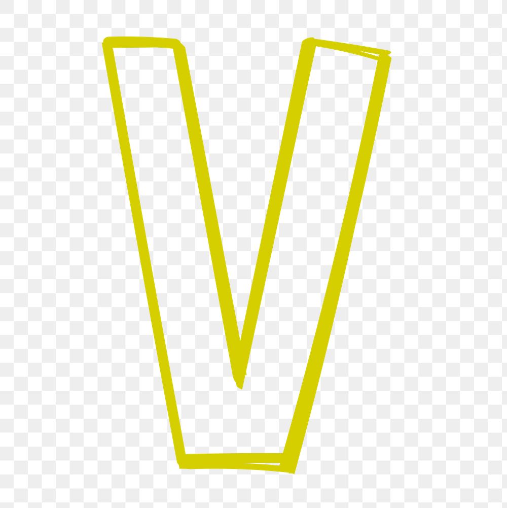 Letter V hand drawn png typography