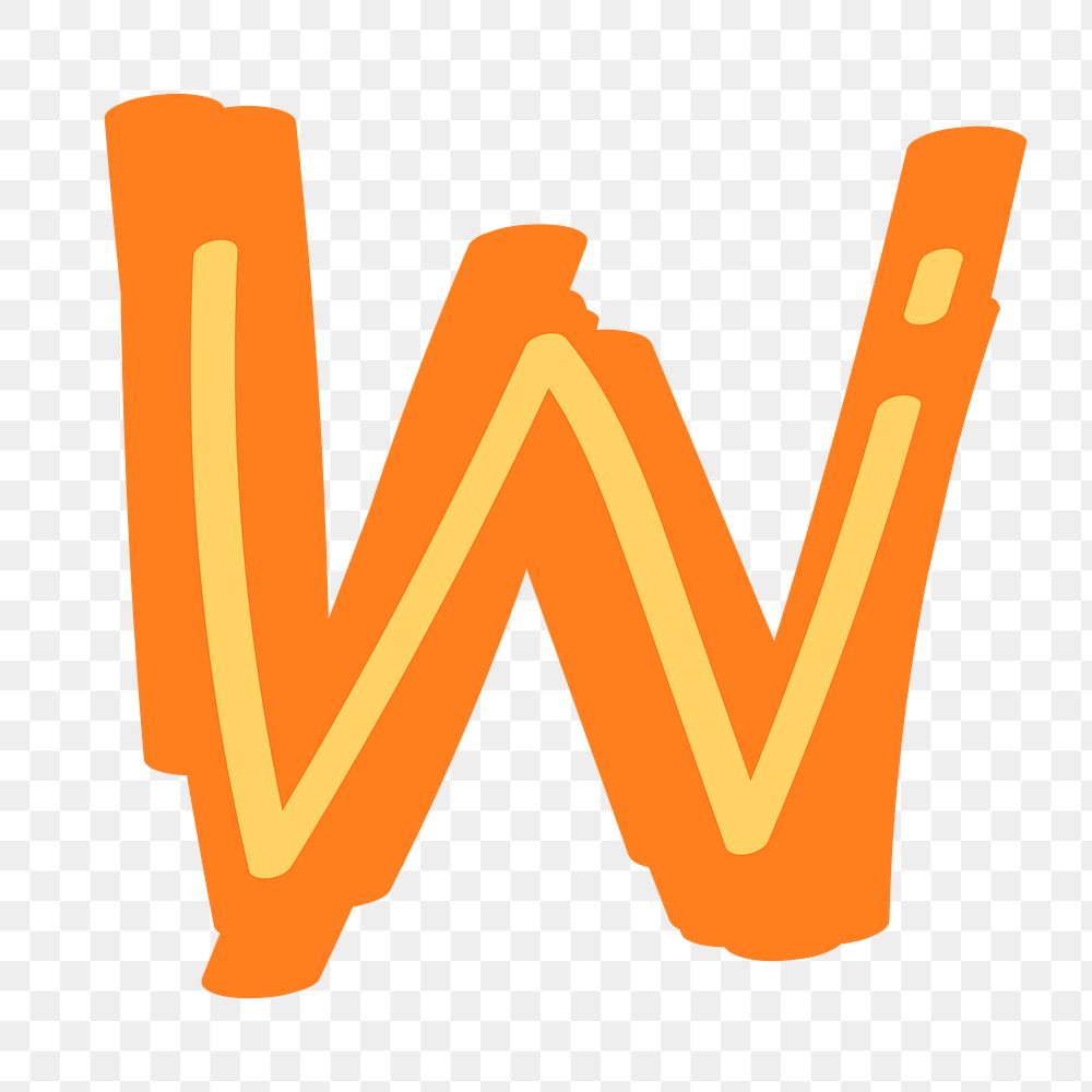 Letter W doodle png typography