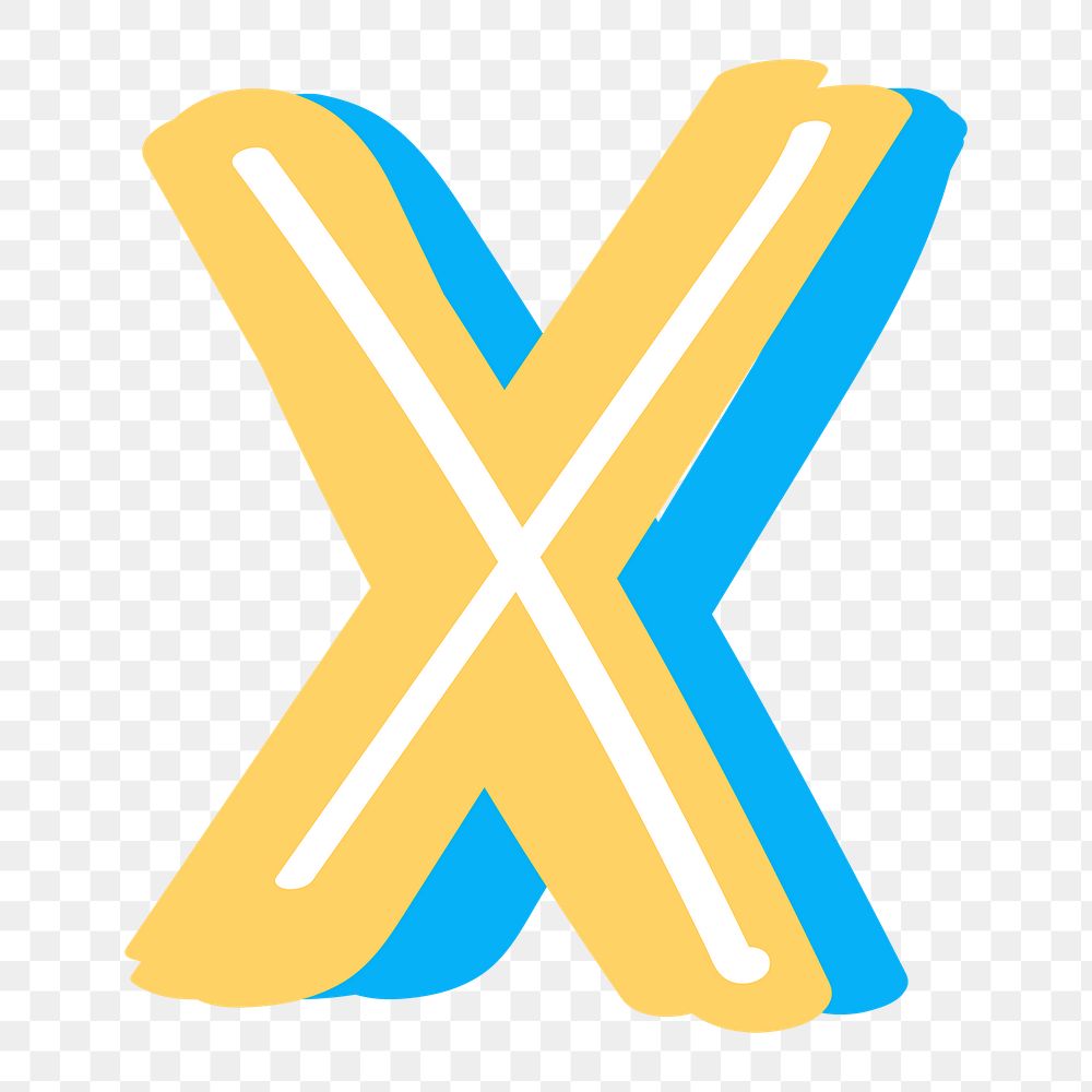 Letter X doodle png typography
