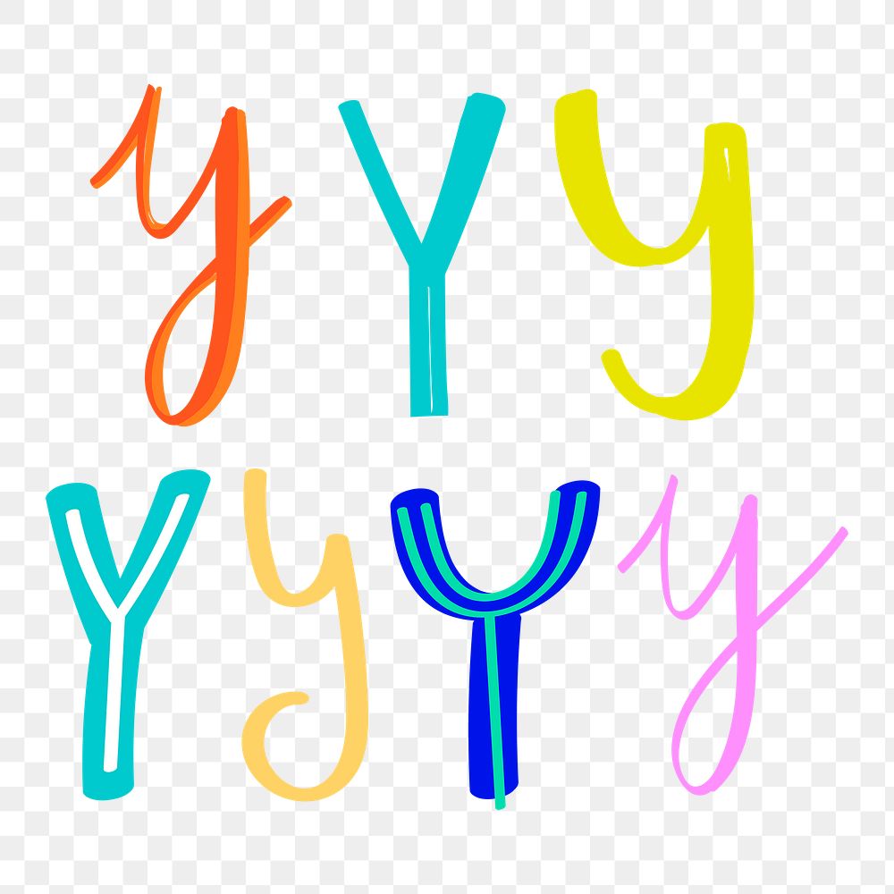 Png letter Y doodle typography set