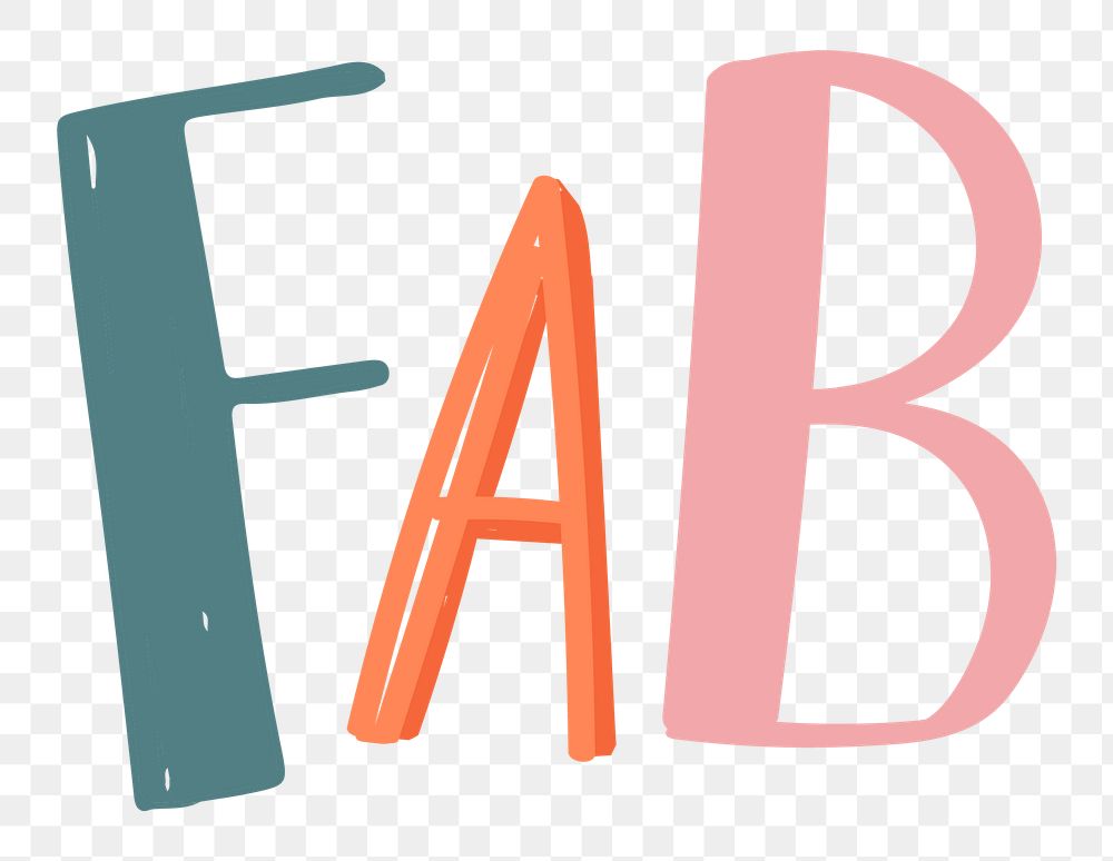 Fab calligraphy png doodle font hand drawn