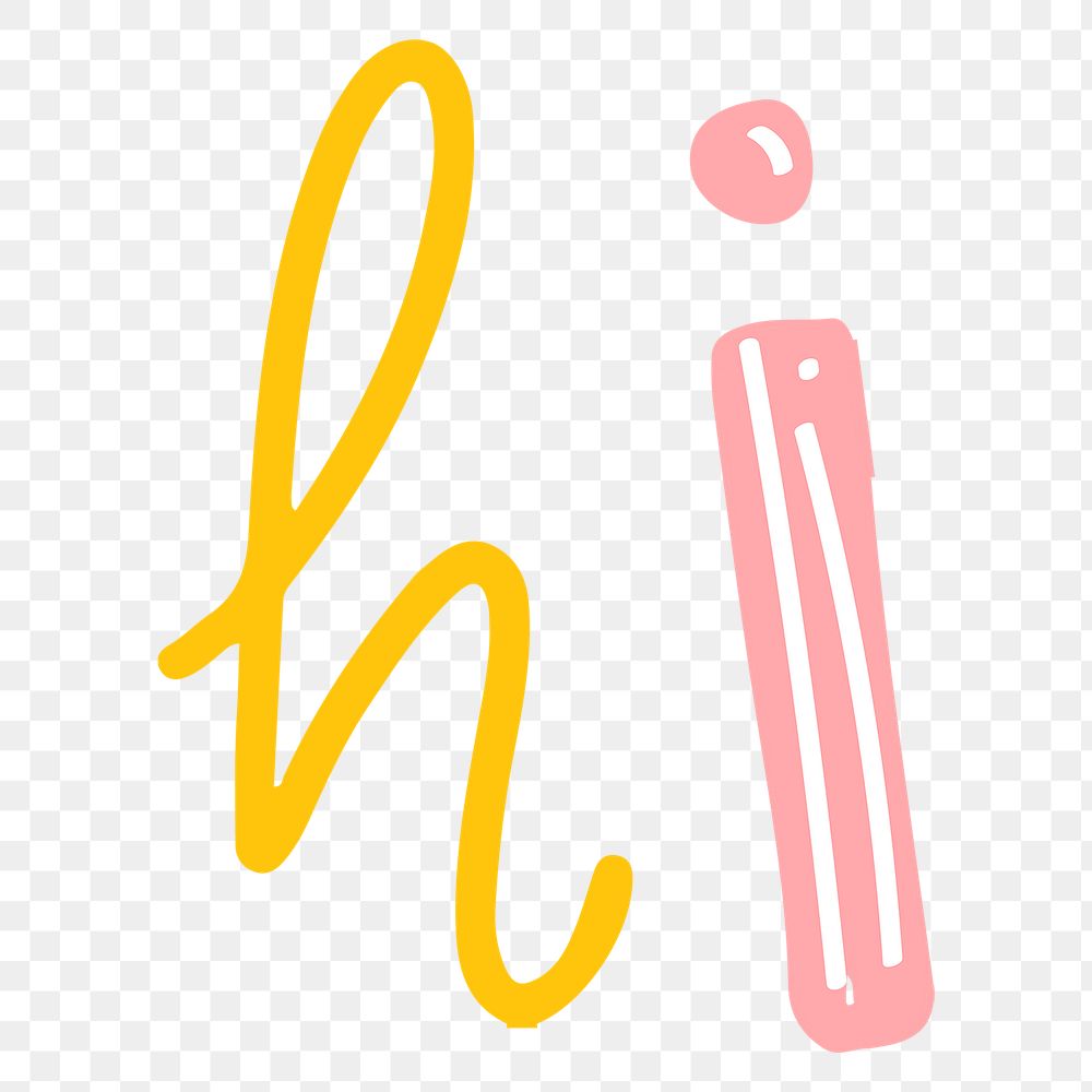 Hi text doodle hand drawn png typography