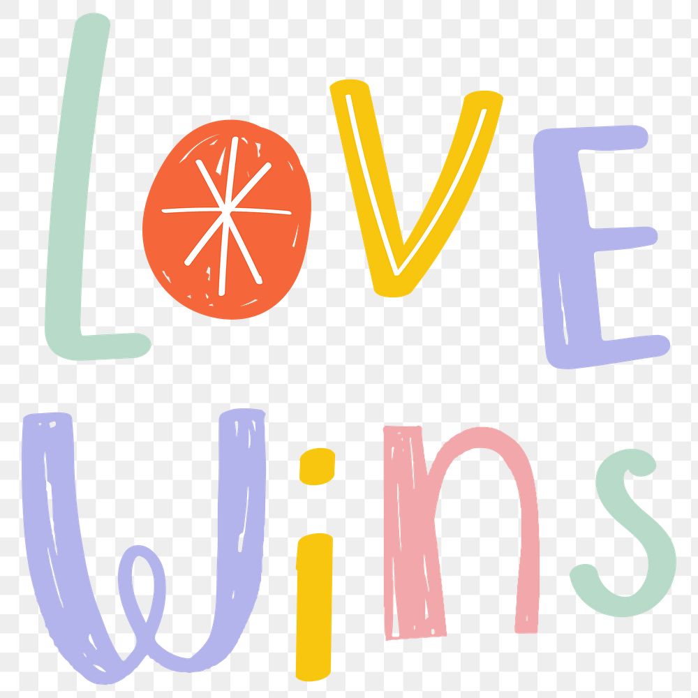 Love wins word typography png 