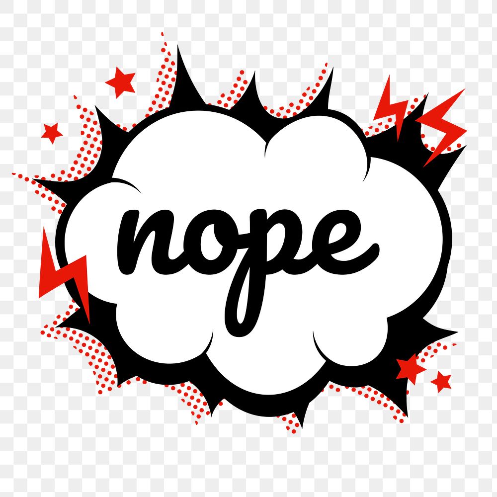 Png nope word speech bubble comic clipart