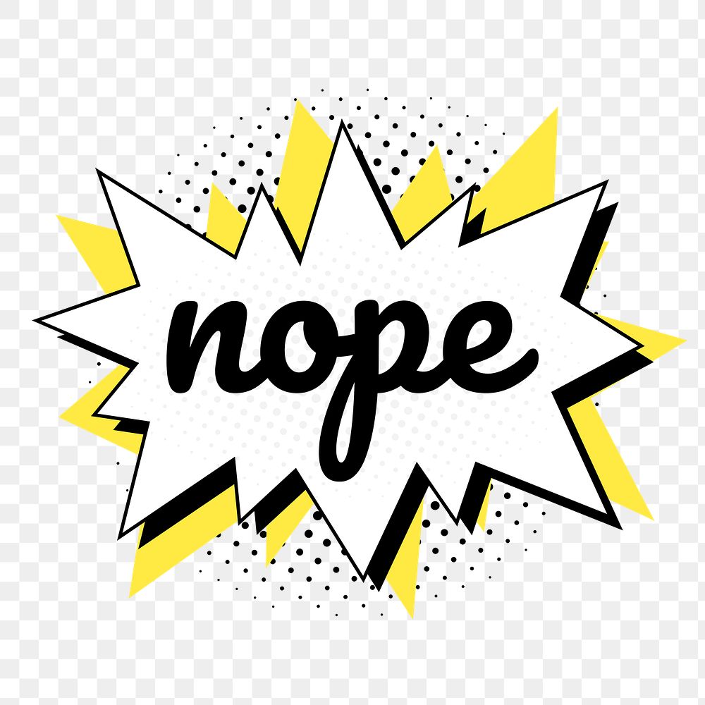 Png nope word speech bubble comic calligraphy clipart