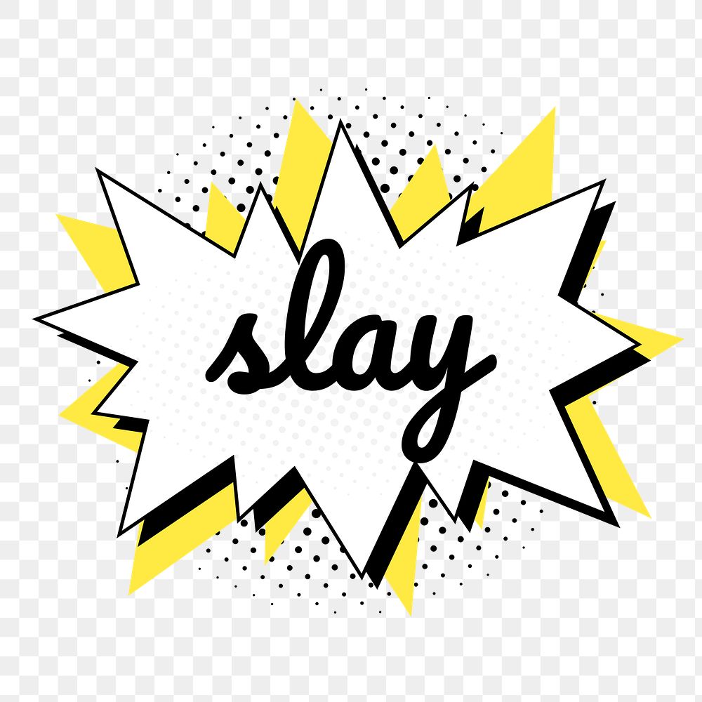 Png colorful slay word speech bubble comic lettering