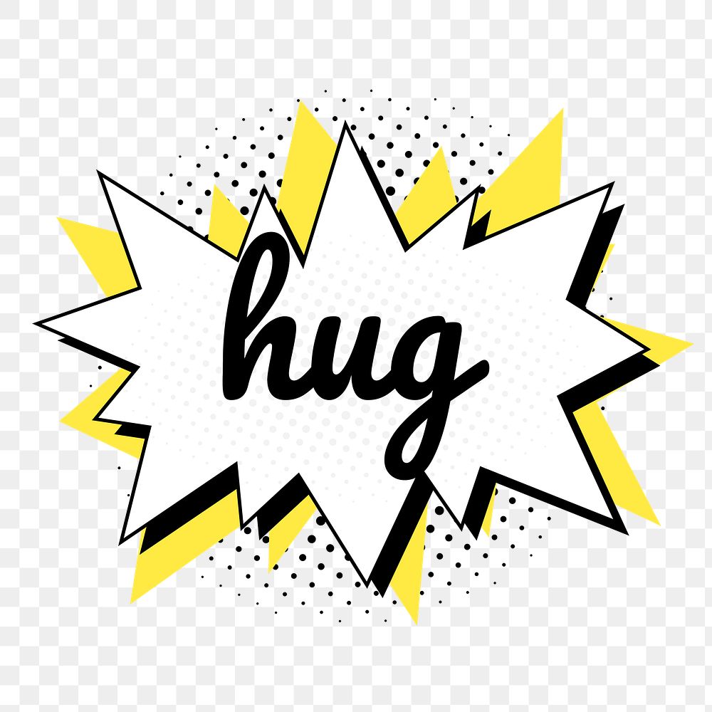 Png hug word speech bubble comic calligraphy clipart