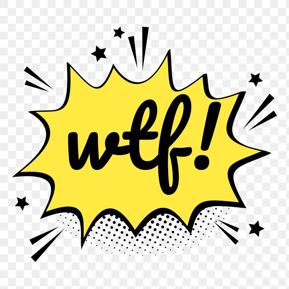 Png wtf! word speech bubble comic calligraphy clipart