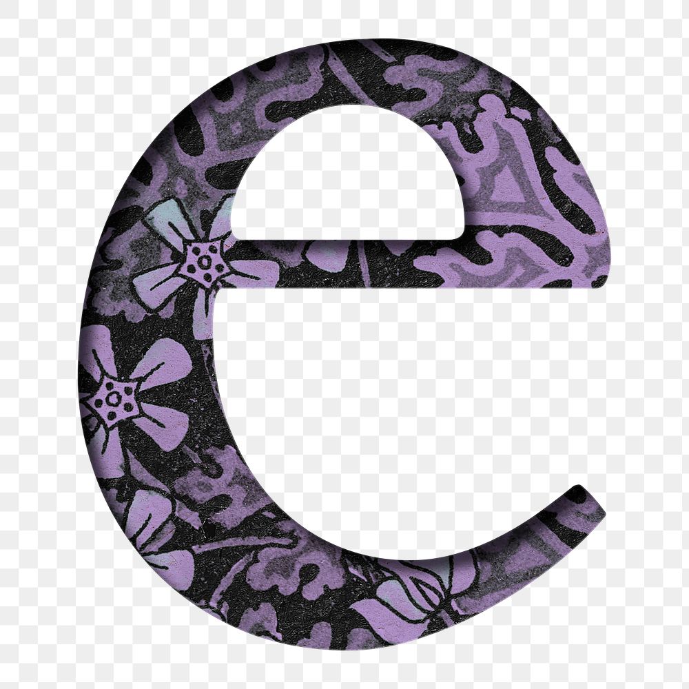 Vintage purple letter E png typography