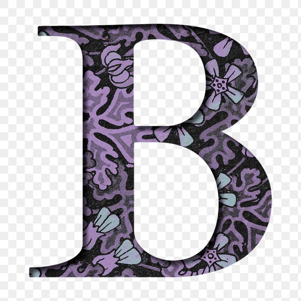 Vintage png uppercase letter B typography