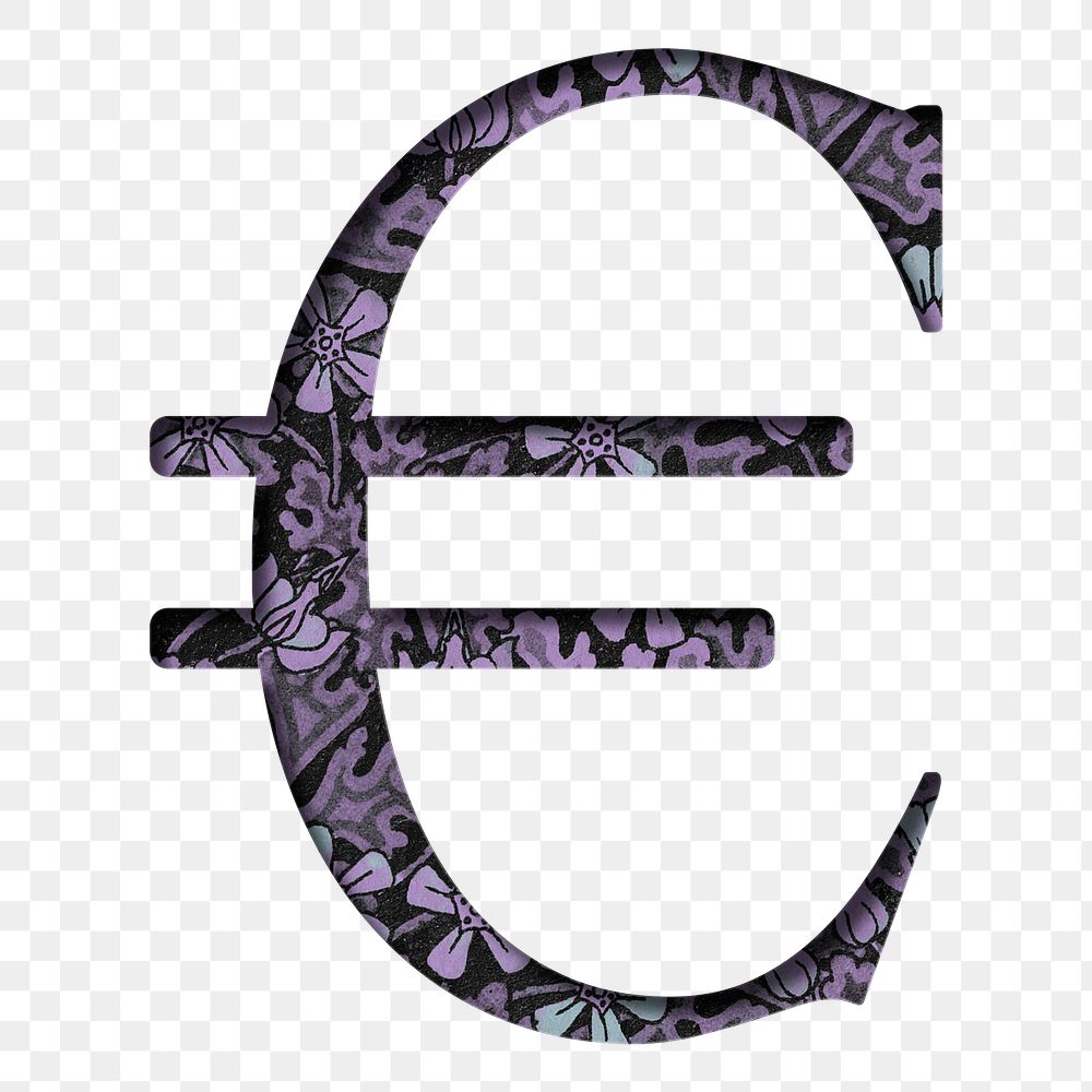 Euro sign retro png vintage typography icon