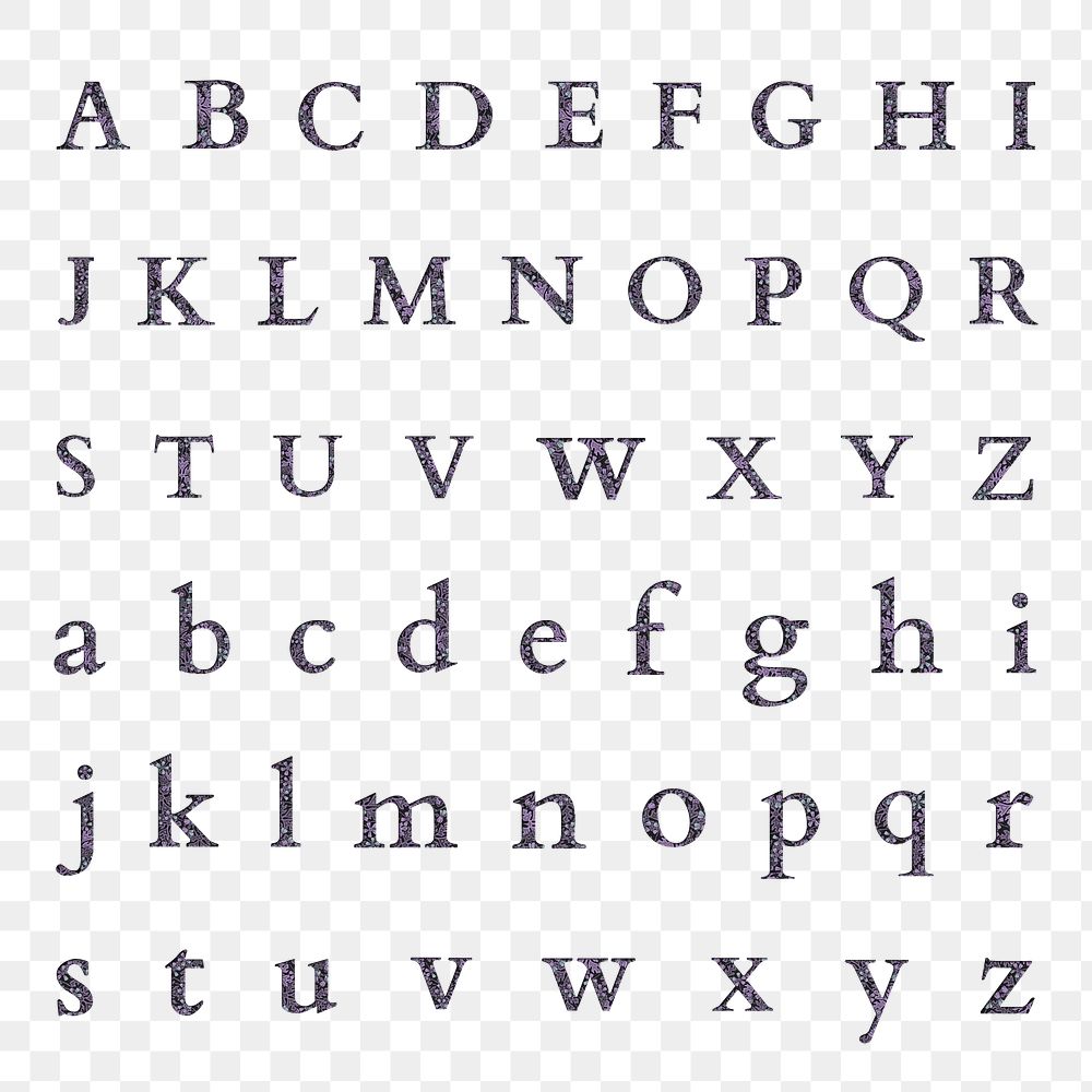 A-Z png floral alphabet letters set in purple