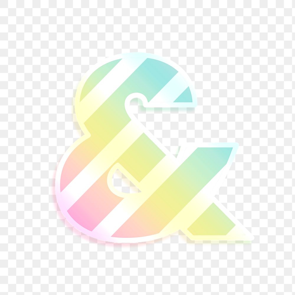 Png ampersand sign rainbow gradient typography