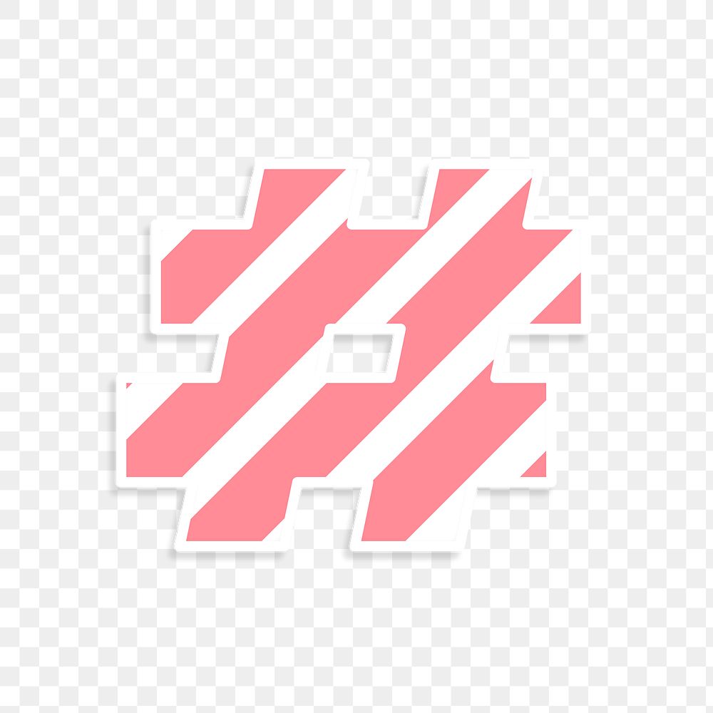 Pink hashtag symbol png typography
