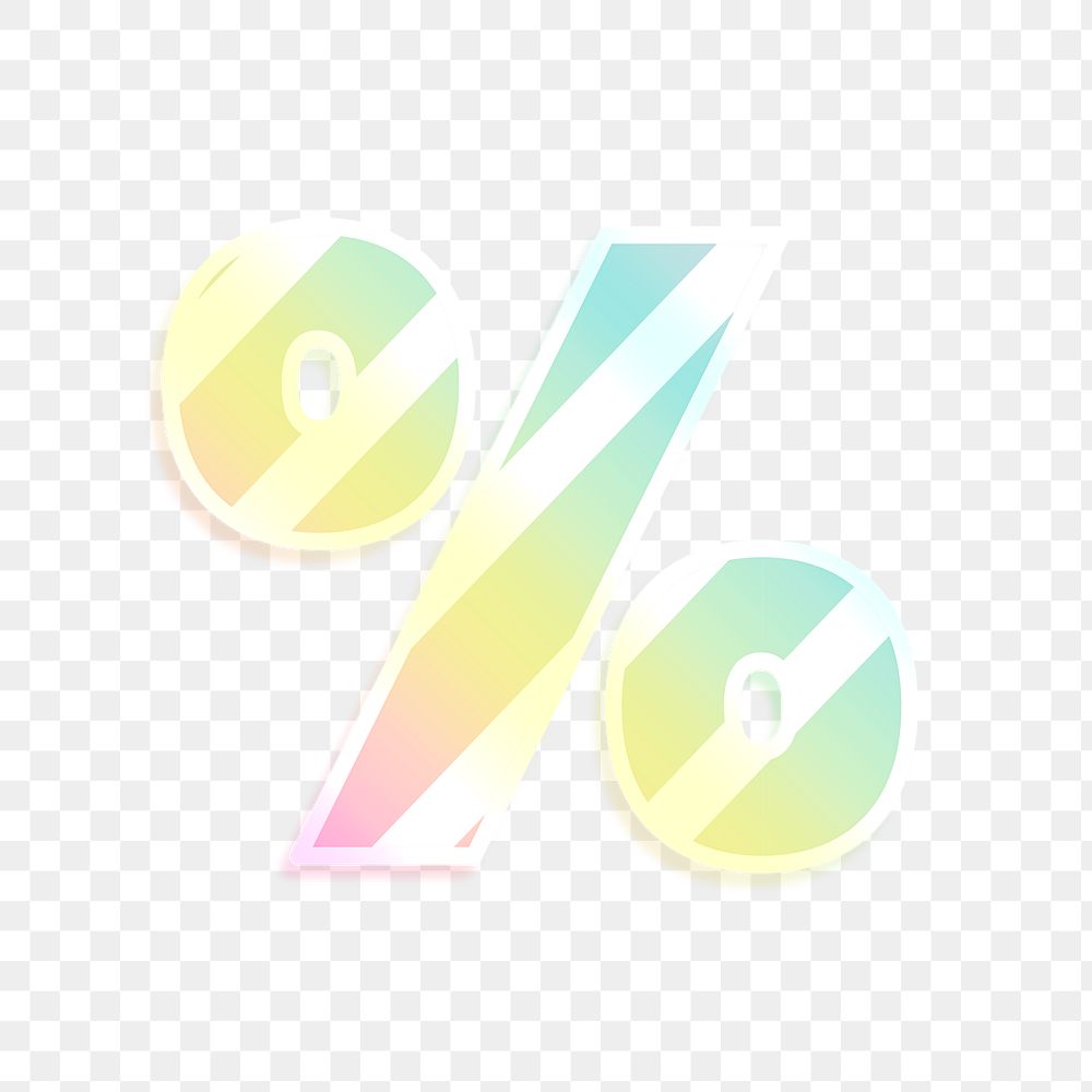 Png percentage sign rainbow gradient typography