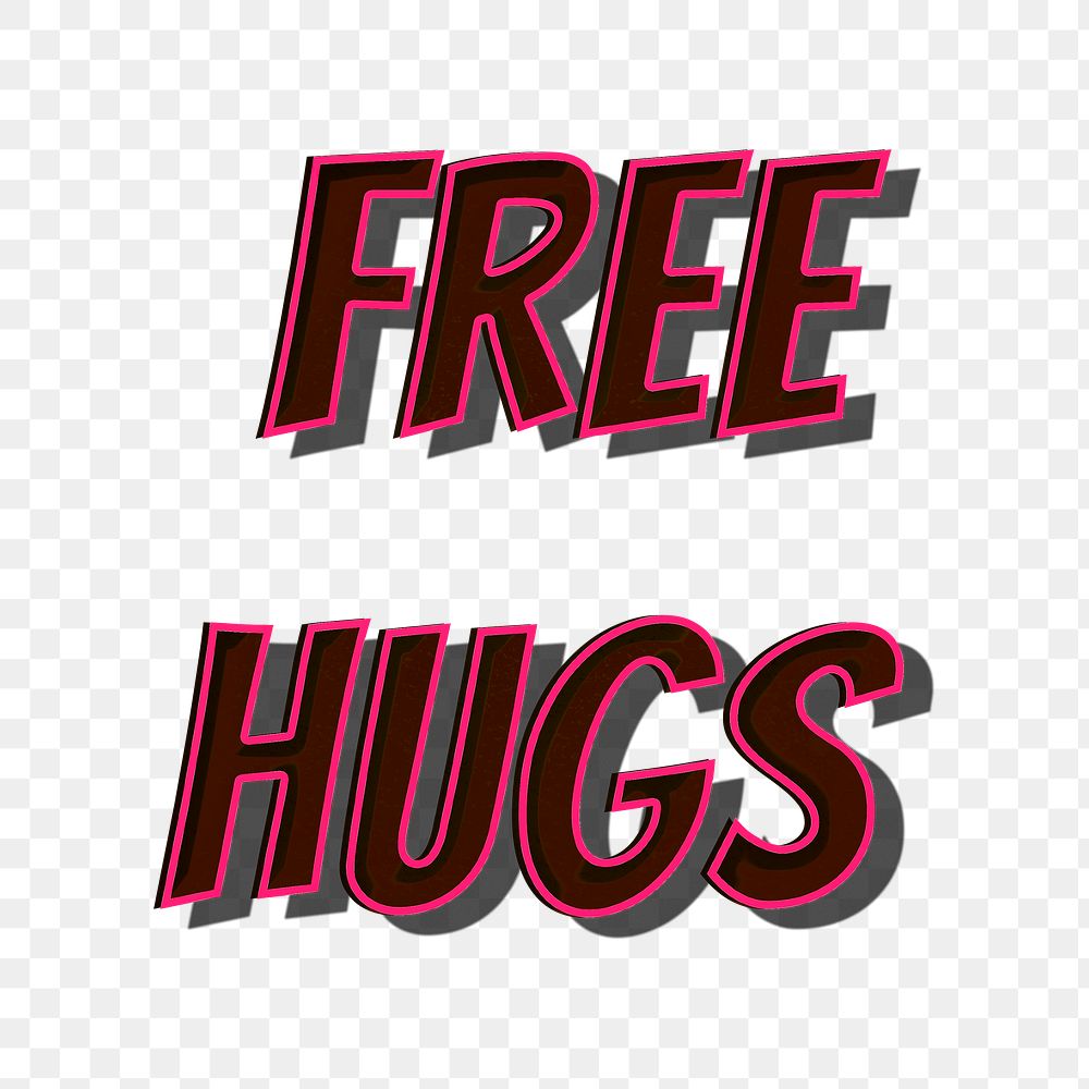 Free hugs retro shadow typography