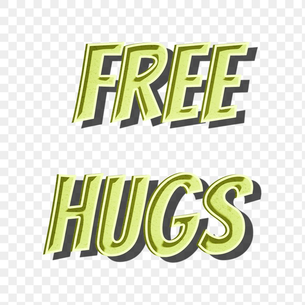 Free hugs png retro lettering