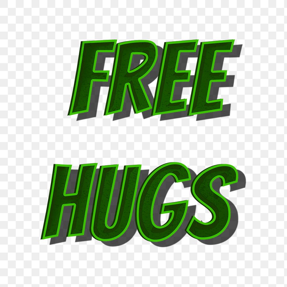 Free hugs message png retro font