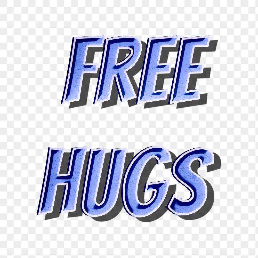 Free hugs png comic retro typography