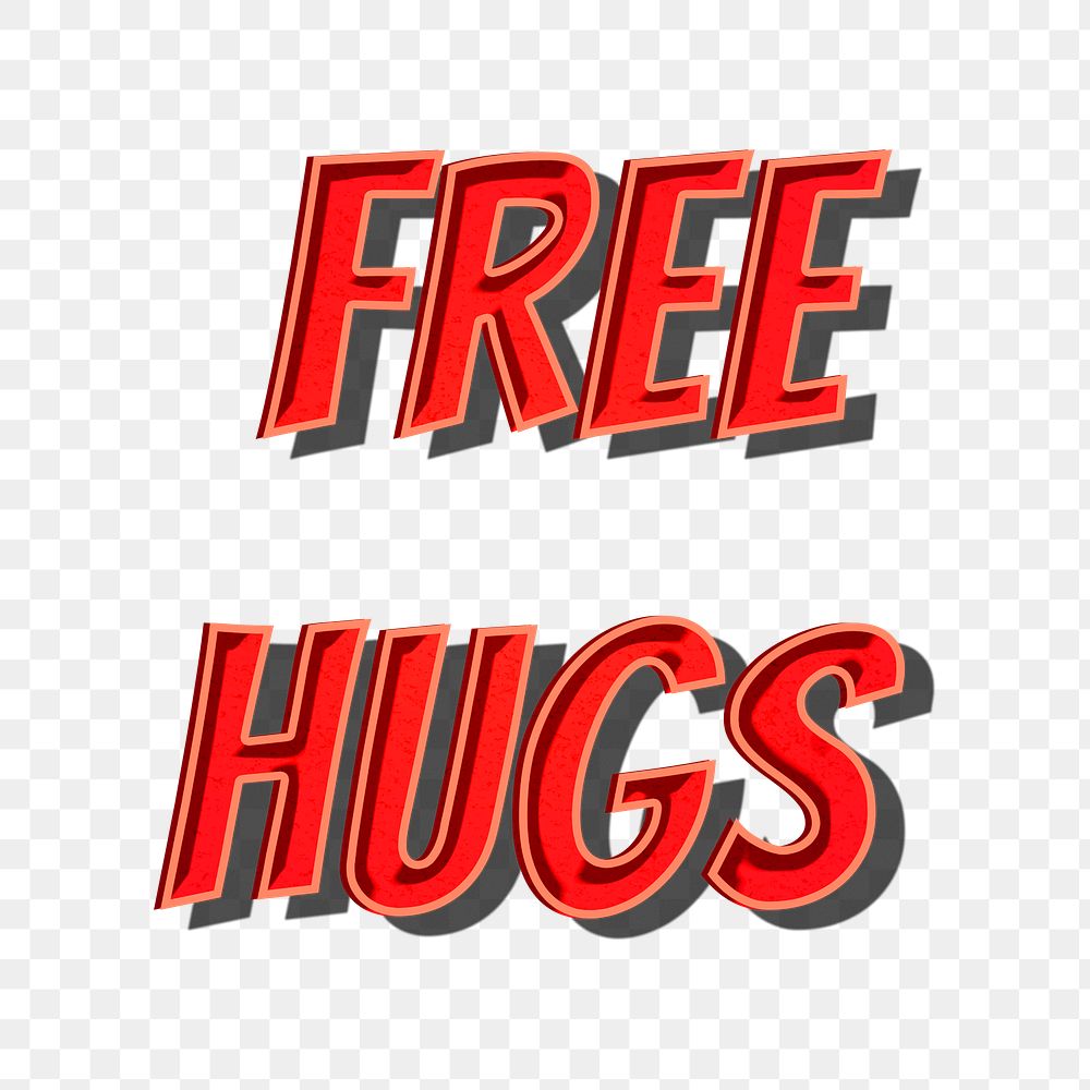 Free hugs retro png typography 