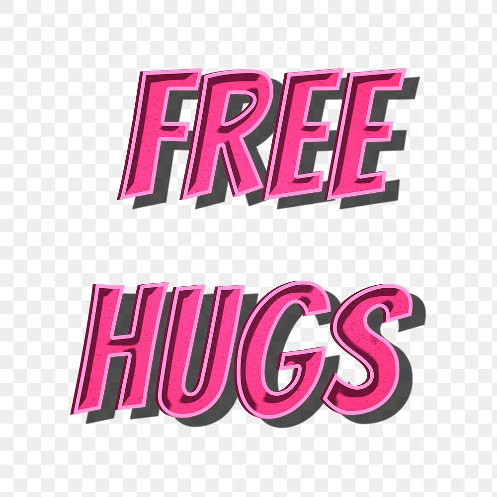 Free hugs retro style png typography illustration